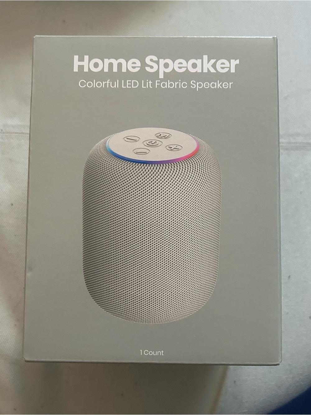 Portable LED Fabric Speaker - light grey